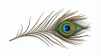 Obraz premium peacock feather close up on white background