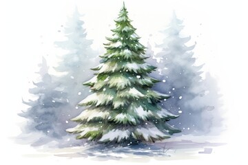 Obraz premium Christmas tree plant white.