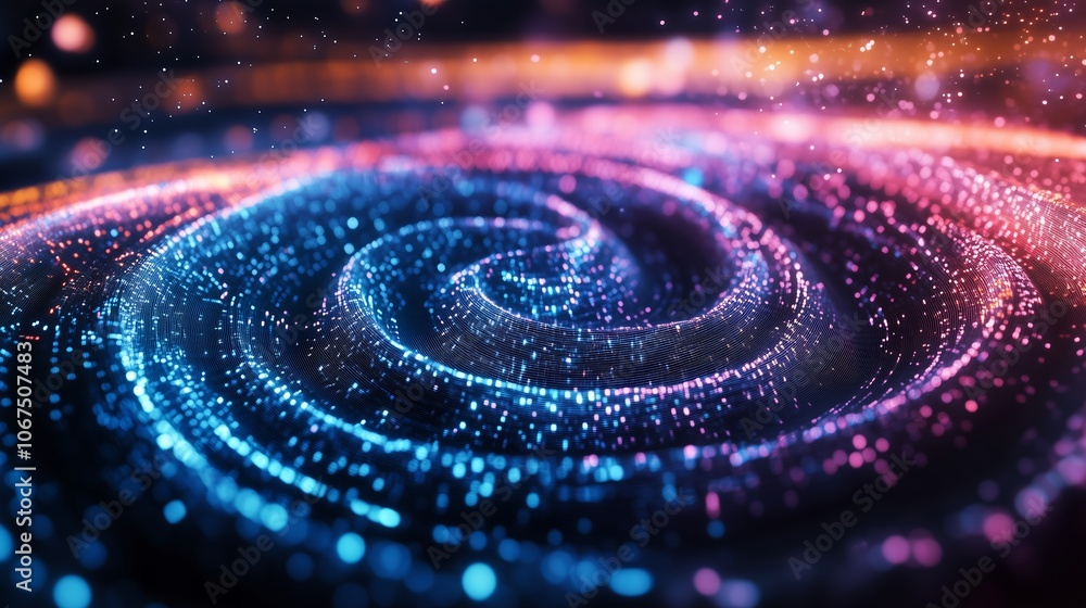 Aufkleber a vibrant swirl of colored lights creating a mesmerizing cosmic pattern in a dark setting, resemblin
