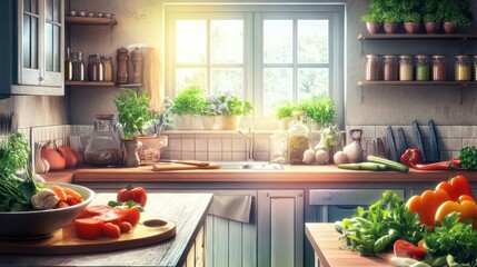 KÃ¼che und Kochen - klassische Zutaten - Banner / Hintergrund.