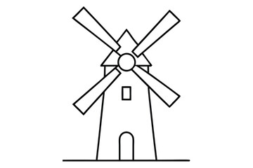 Simple illustration of Windmill line art