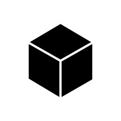 Cube icon Black and white outline vector