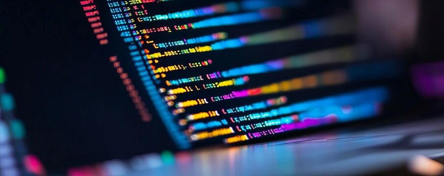 Developer focused on code, colorful editor open