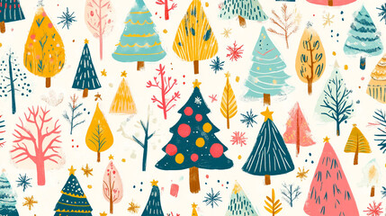 Festive Christmas Tree Pattern Seamless Illustration Winter Holiday Decor