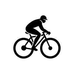 Rider logo riding bicycle on white background