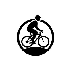 Obraz premium Rider logo riding bicycle on white background