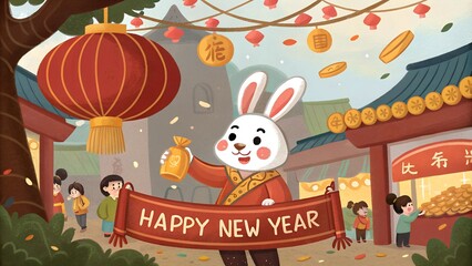 Fototapeta premium chinese new year illustration rabbit