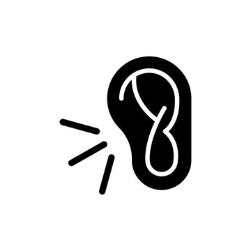 recommend clip art: Listening icon Black and white outline vector