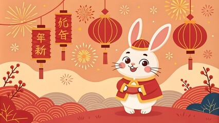 Naklejka premium chinese new year illustration rabbit