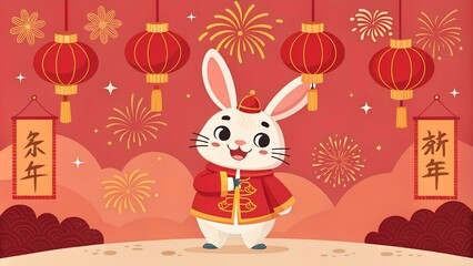 Fototapeta premium chinese new year illustration rabbit