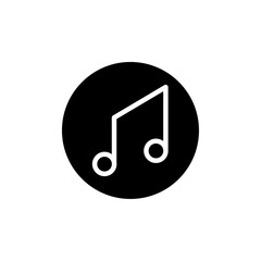 Music note icon Black and white outline vector