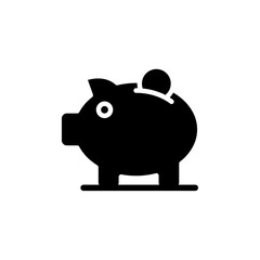 Piggy bank icon Black and white outline vector