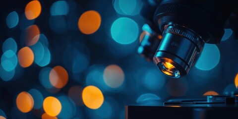 Real microscope zoom lens lights photo bokeh.