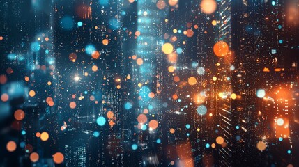 Obraz premium Bokeh City Lights at Night with Blue and Orange Tones