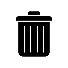 Trash Bin icon Black and white outline vector