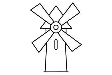 Windmill line art vector illustration