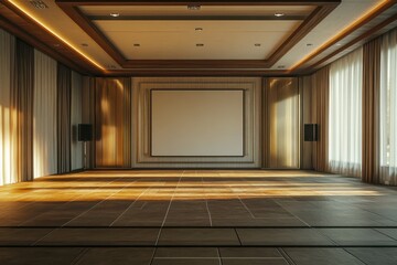 Vacant meeting room prepared for discussion