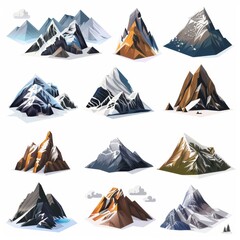 Vector mountains icons       "Minimalist vector mountain icon with sharp peaks and clear contours."