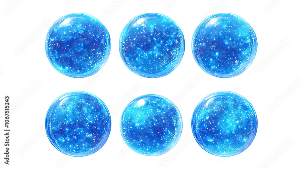 Aufkleber blue light sparkles in circles on a clear background generative ai
