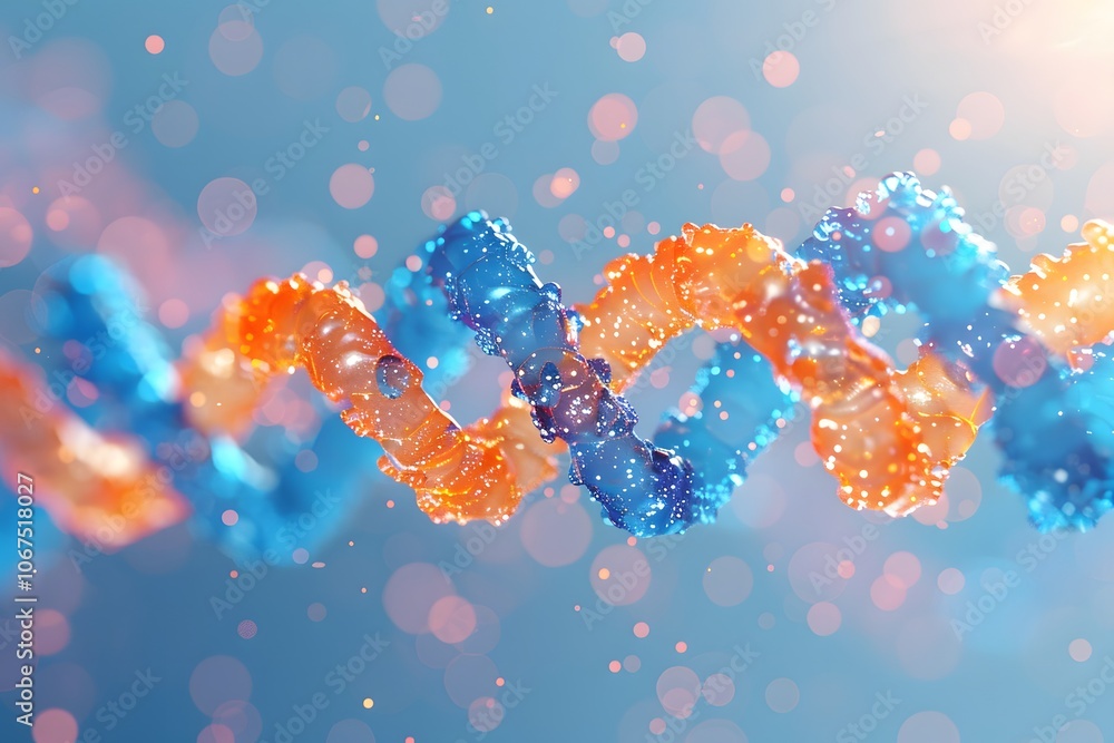 Poster vibrant representation of dna structure with colorful helix and sparkling background