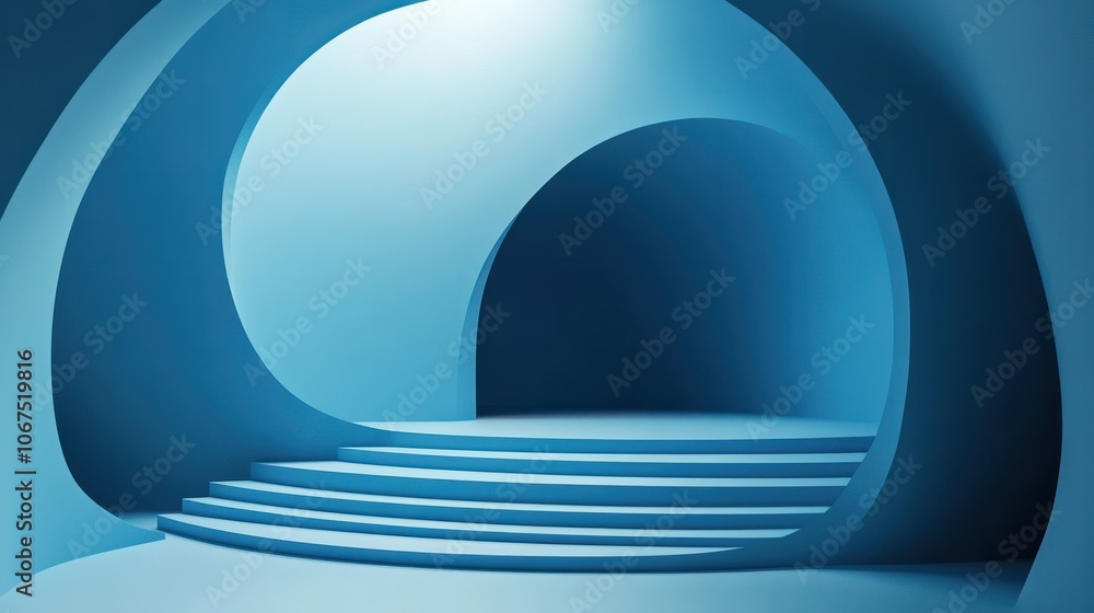 Poster abstract blue background with drop shadow and light. backdrop for product presentation