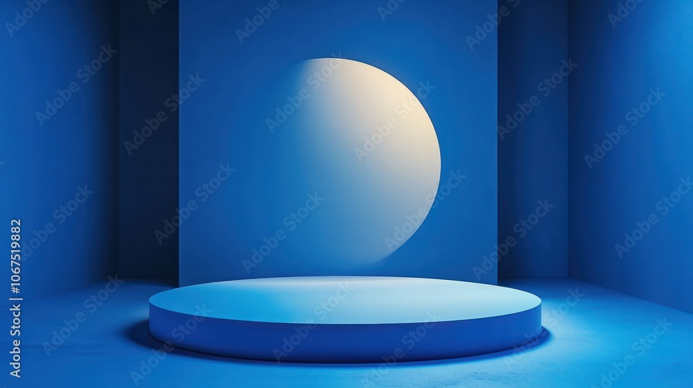Poster abstract blue background with drop shadow and light. backdrop for product presentation