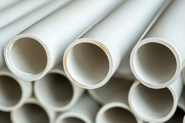 White PVC electrical conduits run along the building