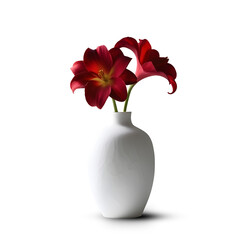 Flower vase with red flower
