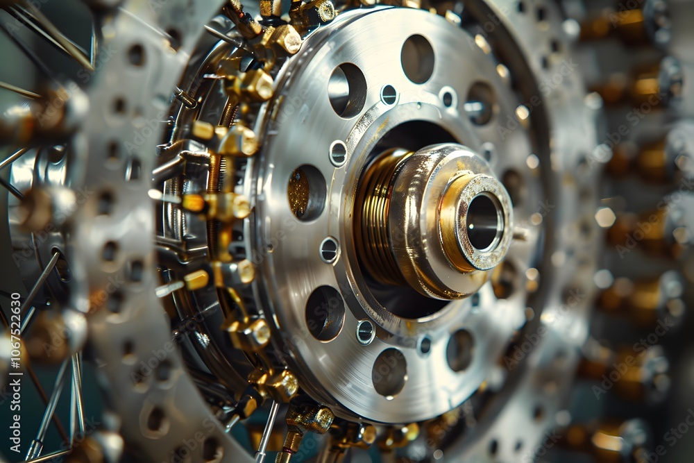 Poster intricate close-up of a precision engine component
