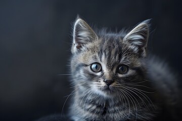 Adorable Close-Up of a Playful Kitten with Striking Eyes