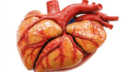 heart, anatomy, cardiac, structure, detailed, rendering, medical, scientific, illustration, isolated, white, background, human, organ, biology, health, education, cardiovascular, system, chambers, art