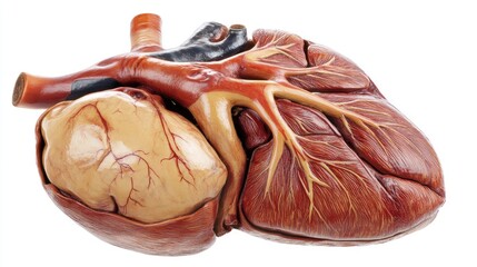heart, anatomy, cardiac, structure, detailed, rendering, medical, scientific, illustration, isolated, white, background, human, organ, biology, health, education, cardiovascular, system, chambers, art