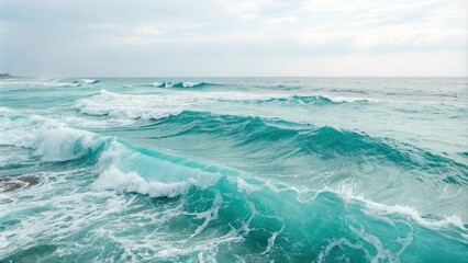 Fototapeta premium Aquamarine watercolor stripes with gentle waves, waves, watercolor, oceanic, color gradient, nature