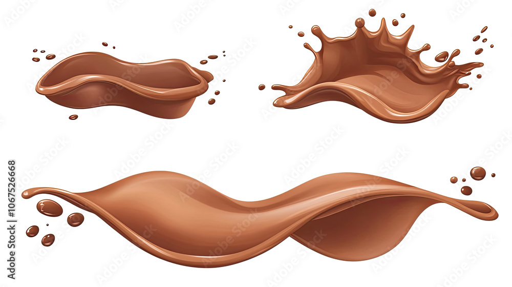 Aufkleber chocolate wave splashes isolated on a transparent background generative ai