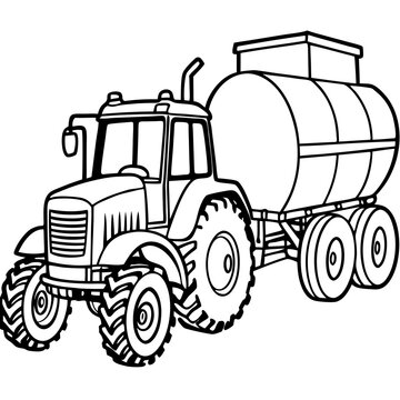 recommend clip art: Modern Tractor with Slurry Tanker on White Background