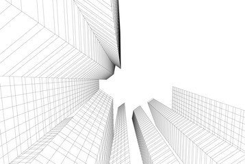 Fototapeta premium Modern city architecture 3d illustration