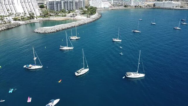 Playa Amfi del Mar drone view