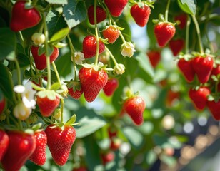 Lush Strawberry Garden in Full Bloom