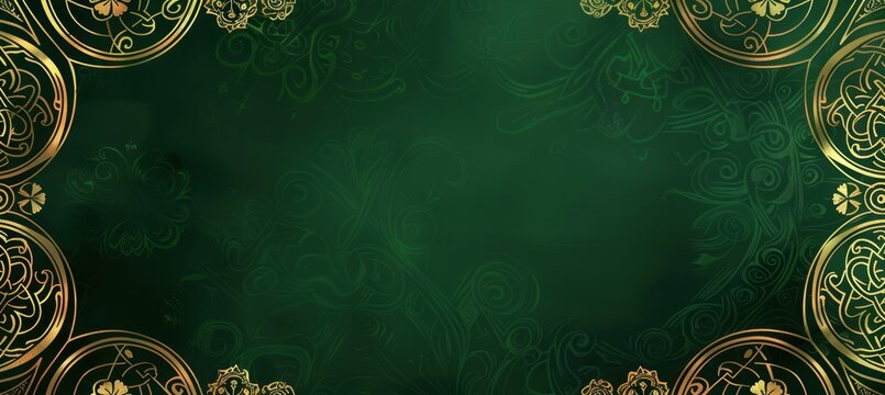 Elegant St. Patrick's Day Banner with Gold Celtic Design and Shamrocks for Text Space
