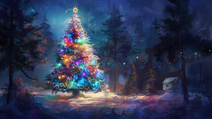 beautiful christmas tree with lights