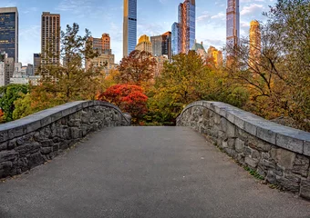 Gapstow Bridge in Central Park, in autumn