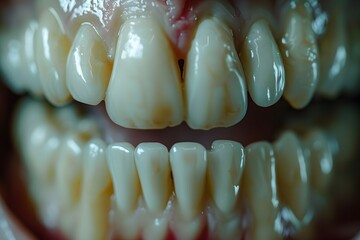 Close-Up of Healthy Human Teeth with Natural Shine and Texture