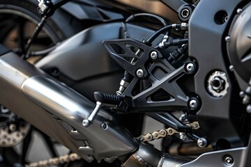 Fototapeta premium Close-Up of a Motorcycle's Sleek Mechanical Components