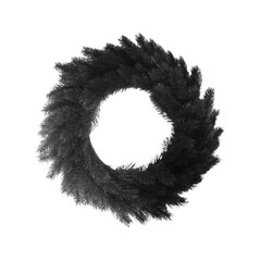 Round decorative fir wreath for the door at Christmas. Halftone effect. 90s. Dots. Trendy vintage style. Celebrating New Year. Vector illustration isolated on white background.
