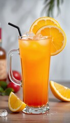 Fototapeta premium cartoonish glass mug filled with Tequila Sunrise