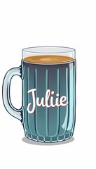 cartoonish glass mug filled with Juliet