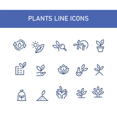 set of plants icon vector line design , leaves icon , tree