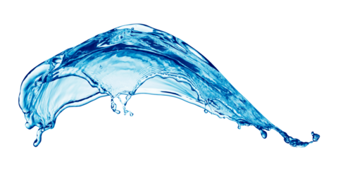 Blue water splashing on a backdrop.