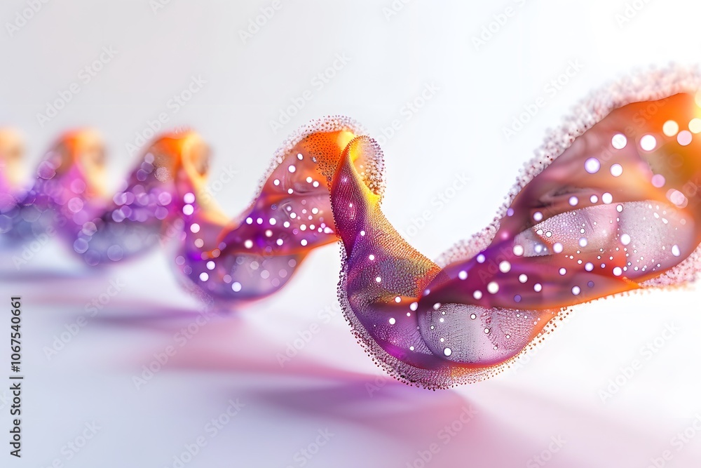 Poster vibrant abstract waveform with colorful particles and fluid motion