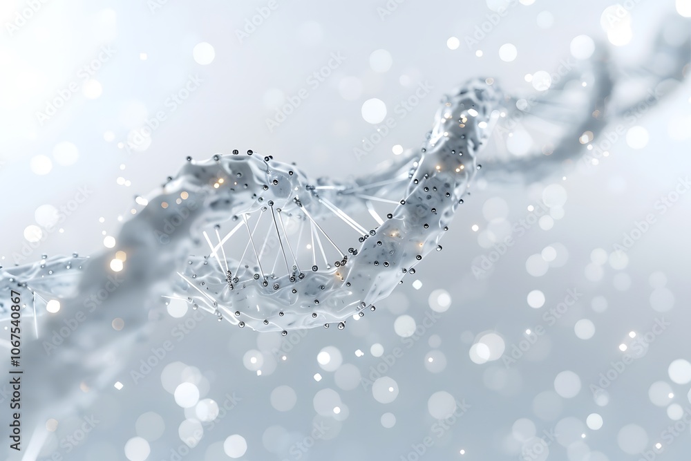 Poster intricate dna helix with sparkling background